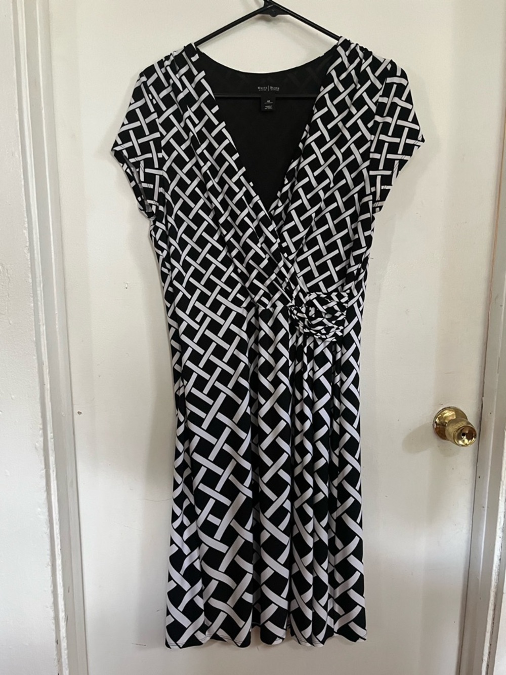 White House Black Market Black and White Geometric Midi Dress